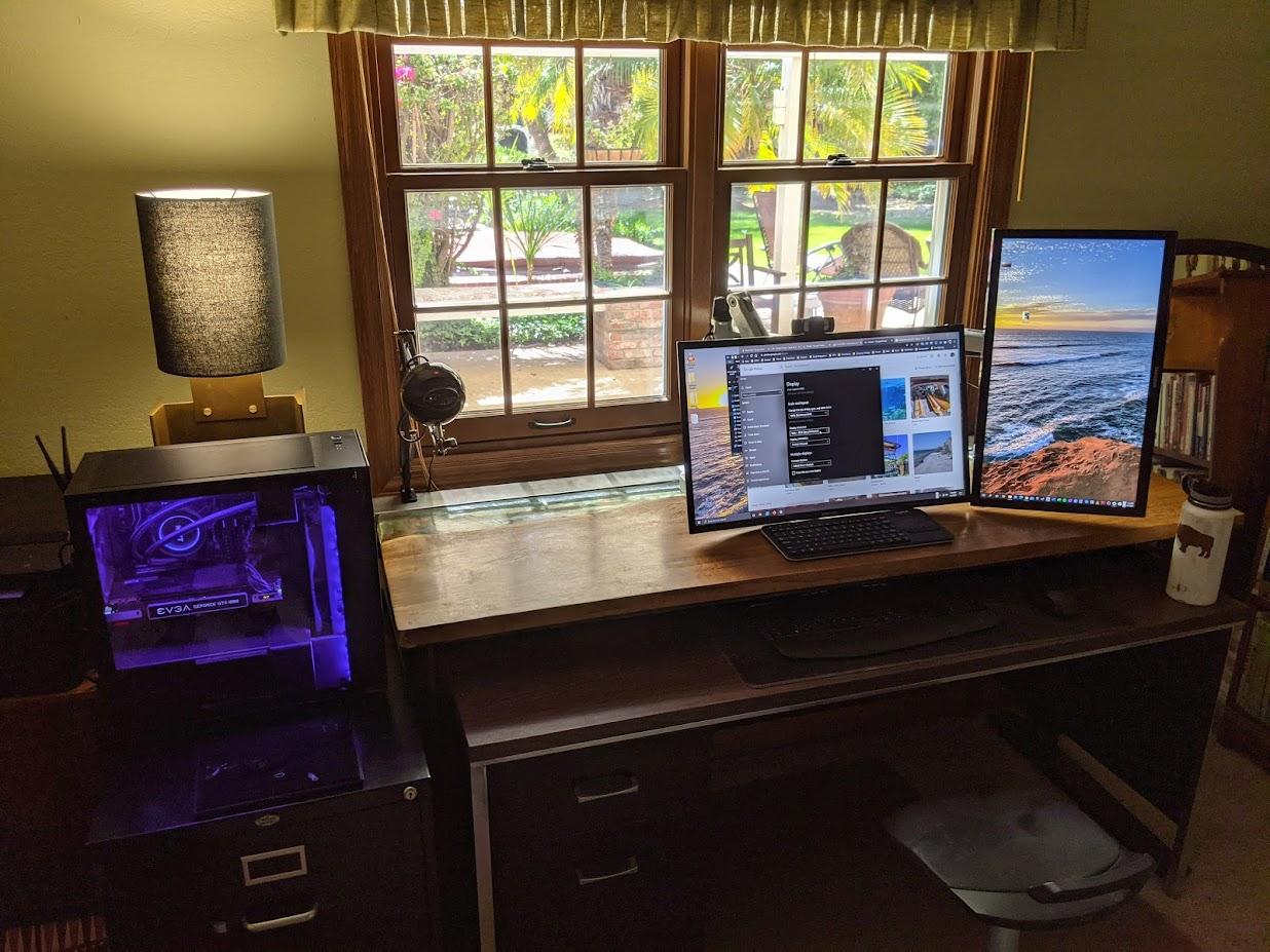 Wood, Copper and Glow in the Dark Epoxy Adjustable Height Desk