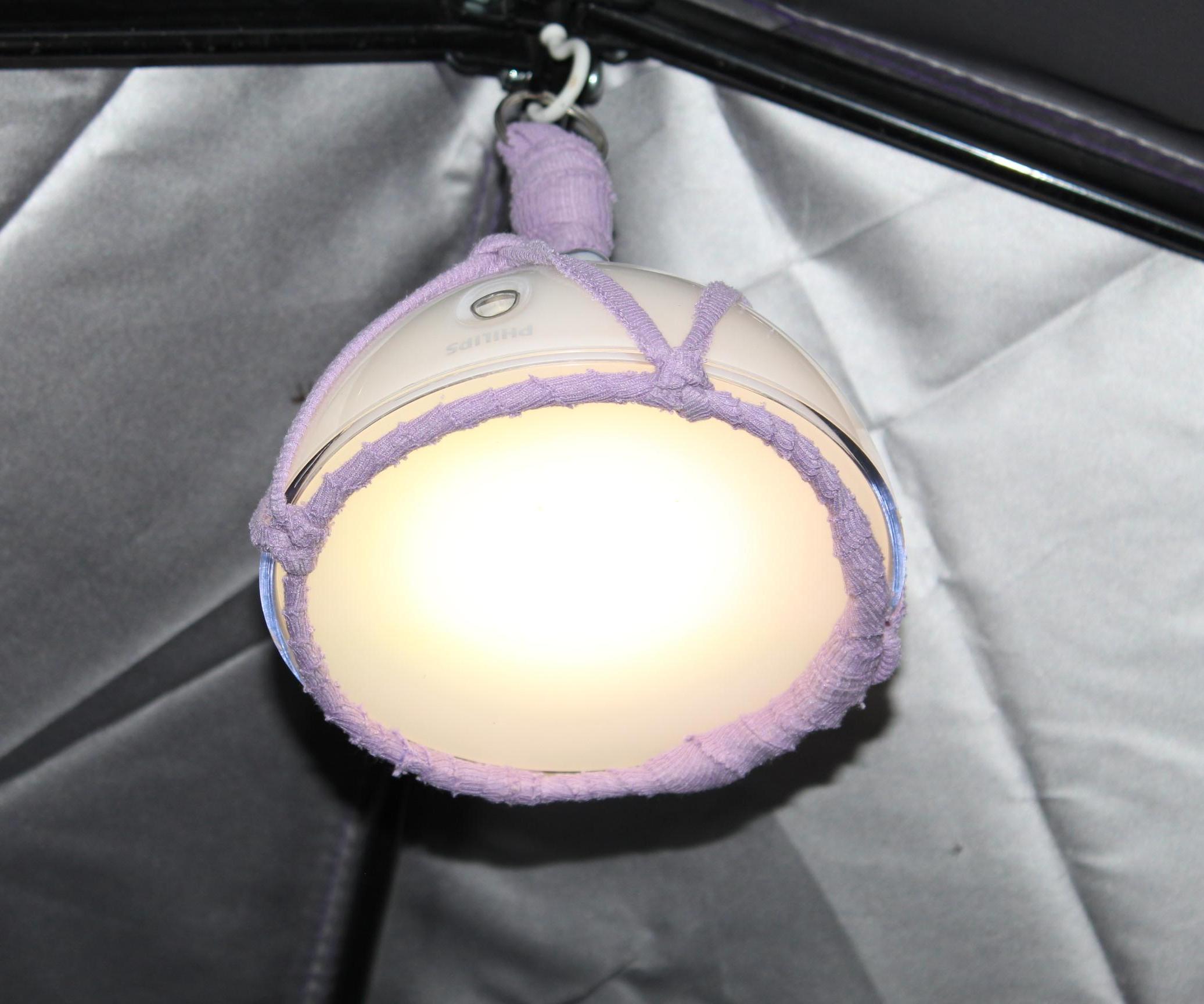 Light Hanger for Pop-up Sun Shelter or Other Over-head Use