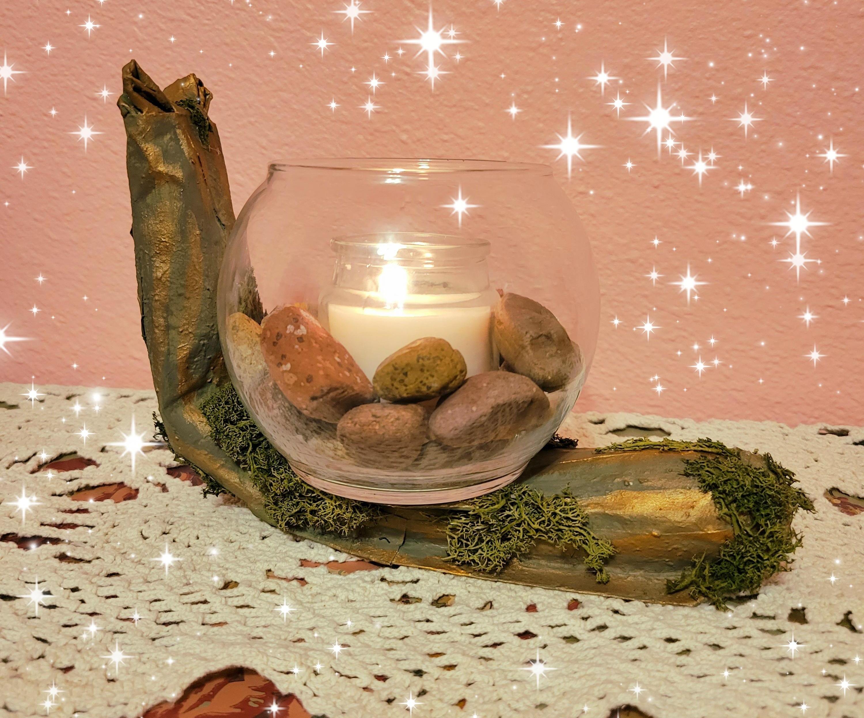 Inexpensive Paper Mache Snail Candle Holder