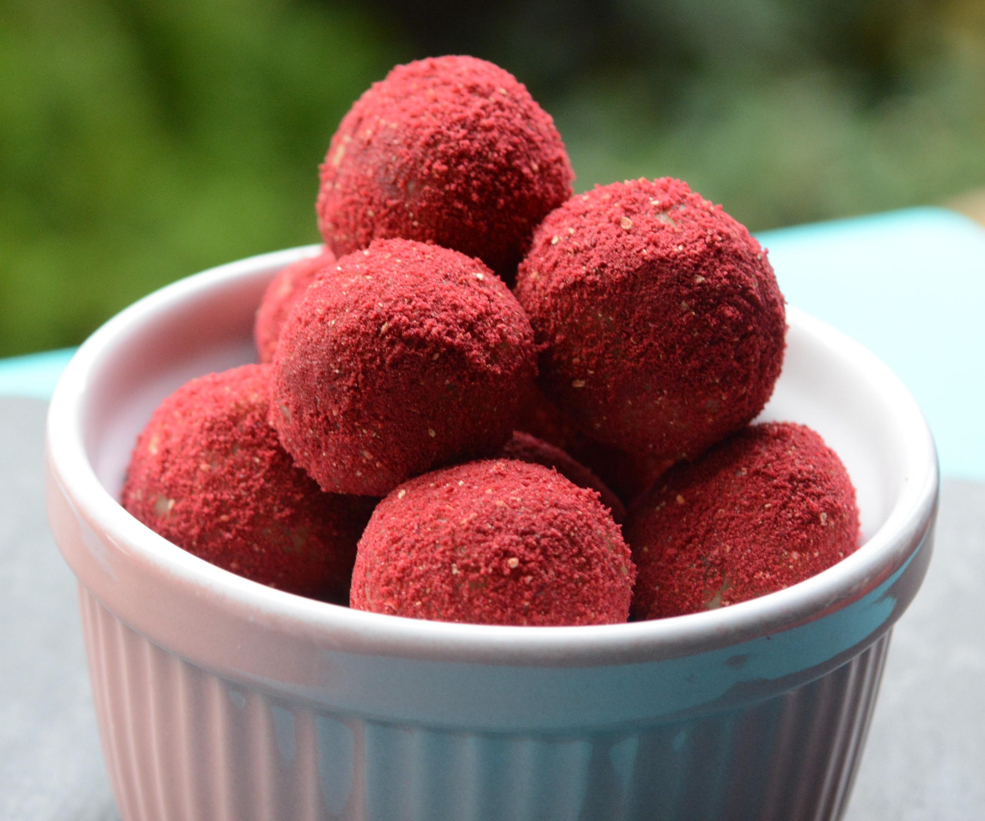 Truffles Coated in Freeze Dried Raspberry Powder