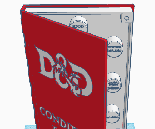 Tinkercad - Book Storage Container for RPG Condition Rings