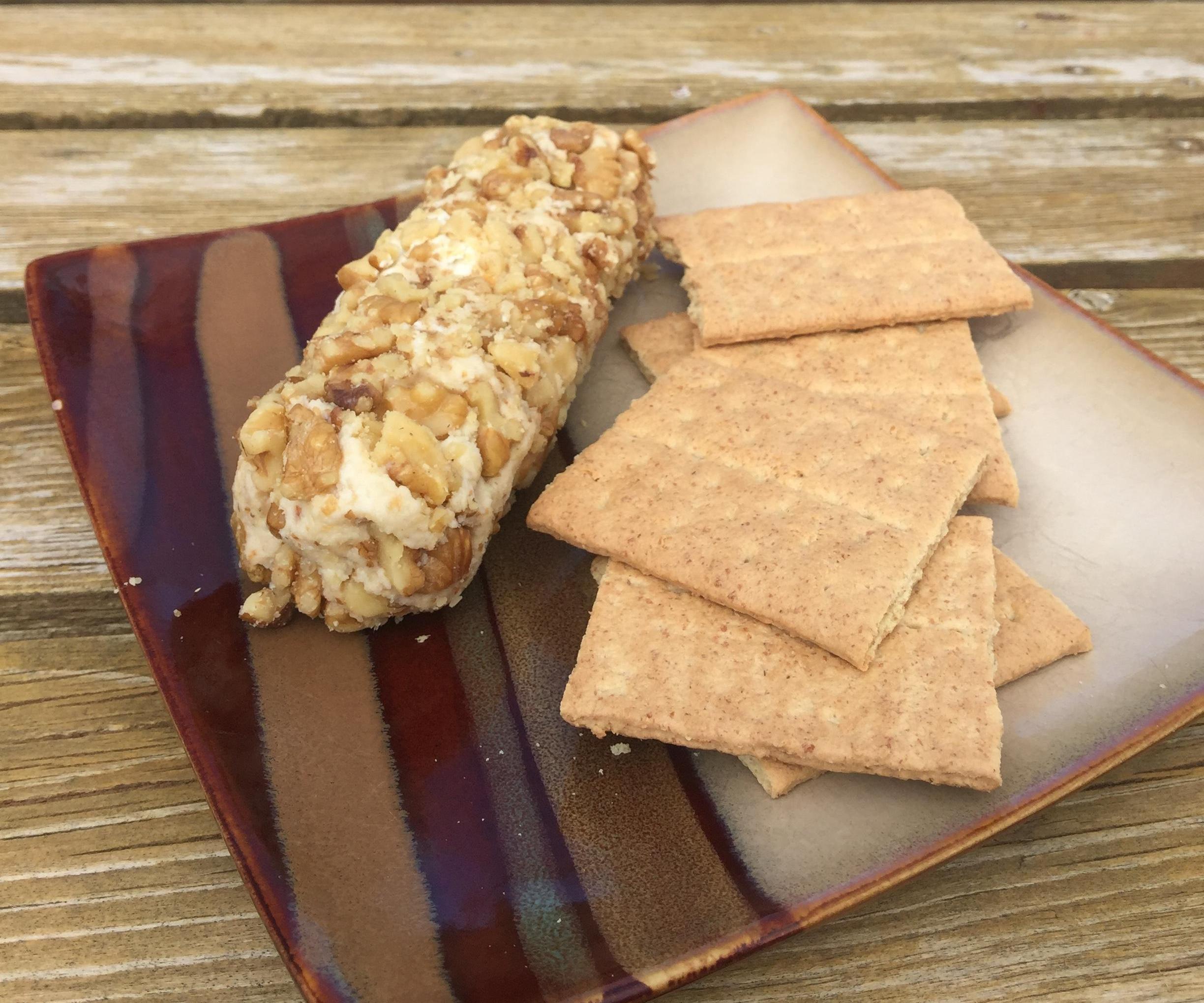 Apricot ginger walnut goat cheese log