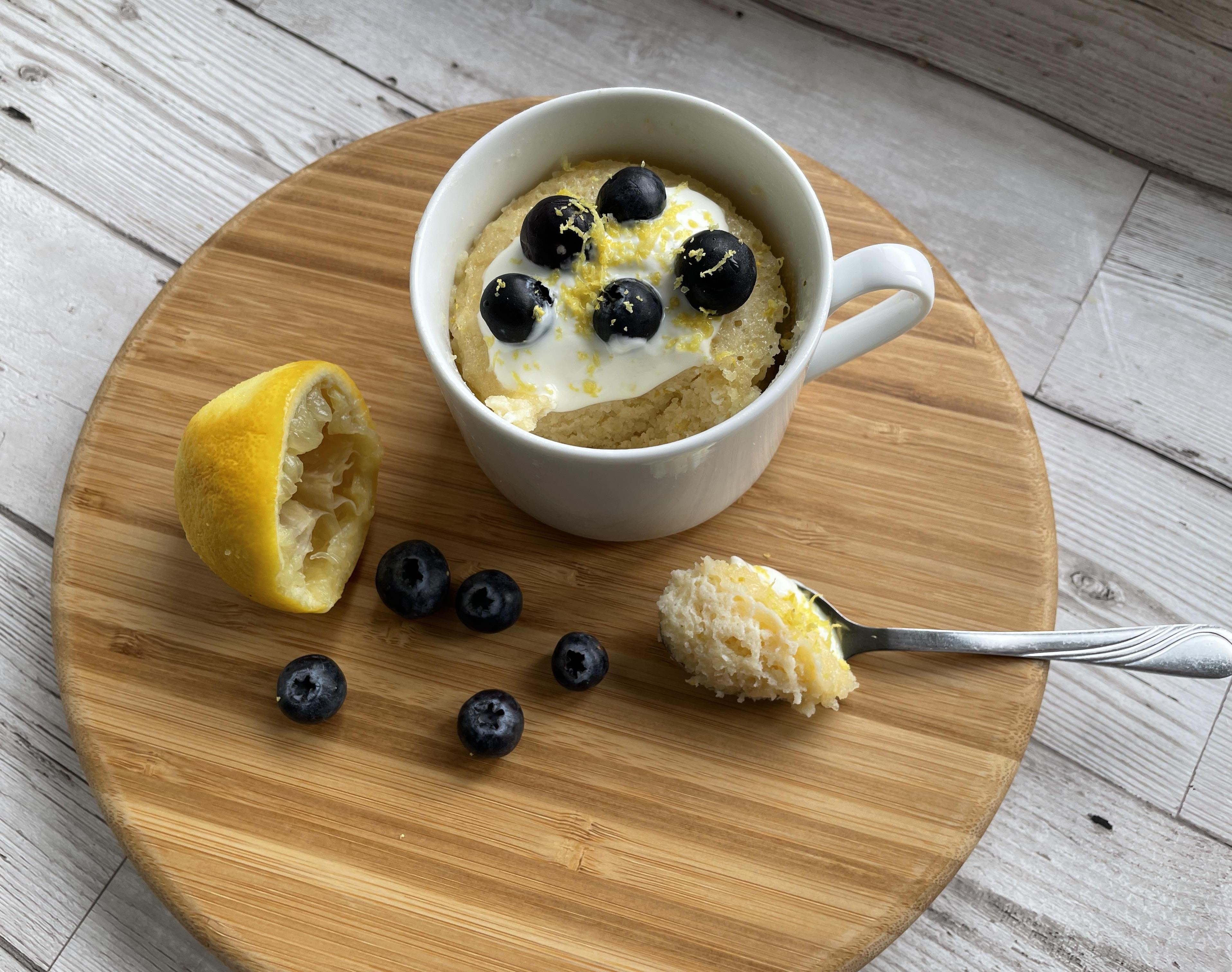 1 Minute Keto Lemon Mug Cake in Microwave