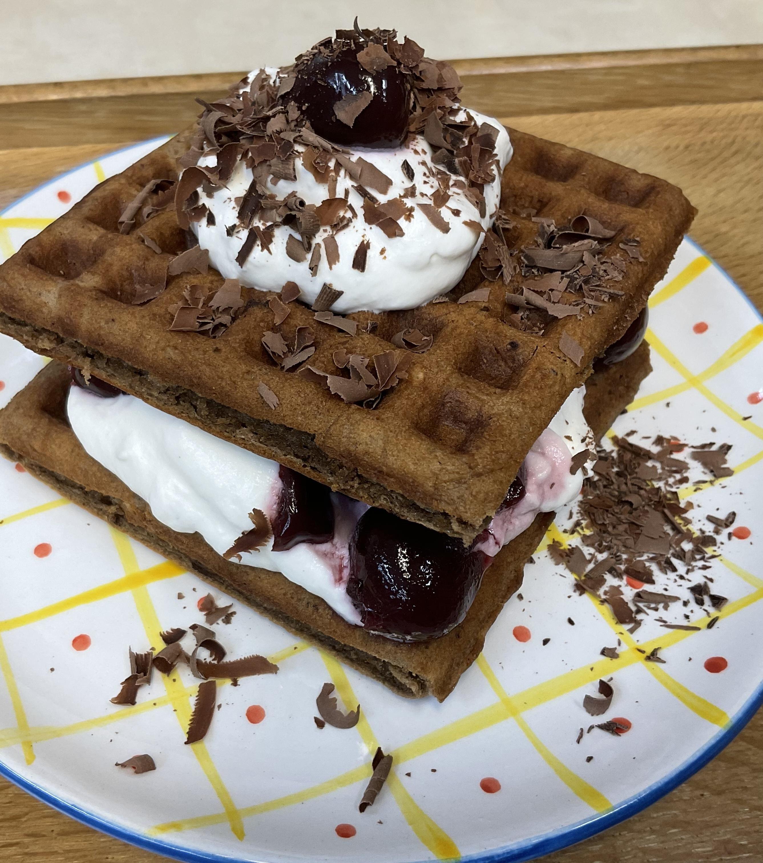 Chocolate Cherry Waffle Sandwich