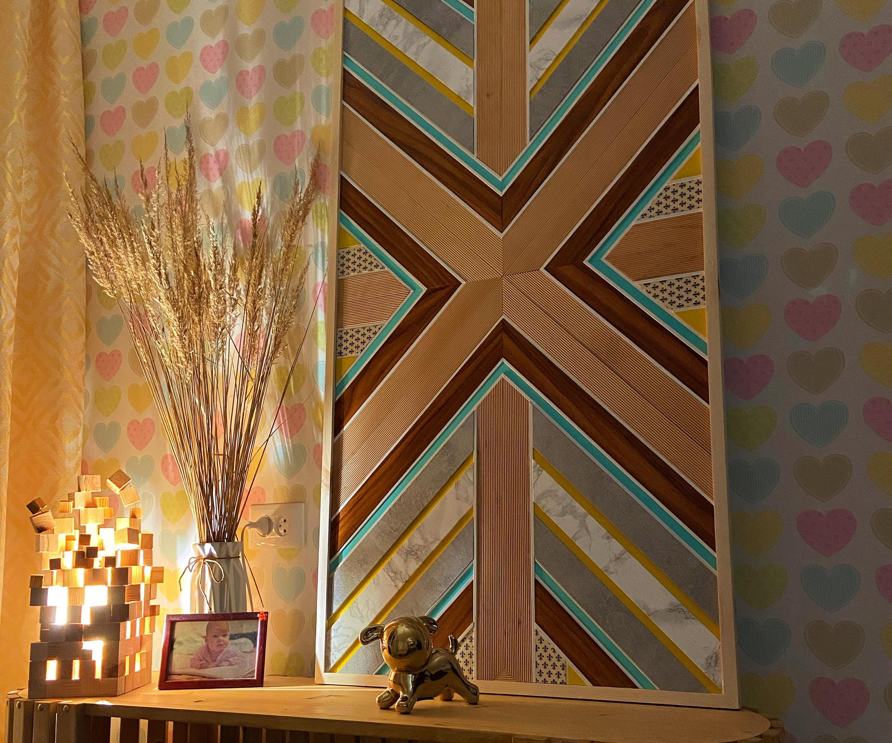 DIY Scrap Wood Wall Art. Wood Mosaic  