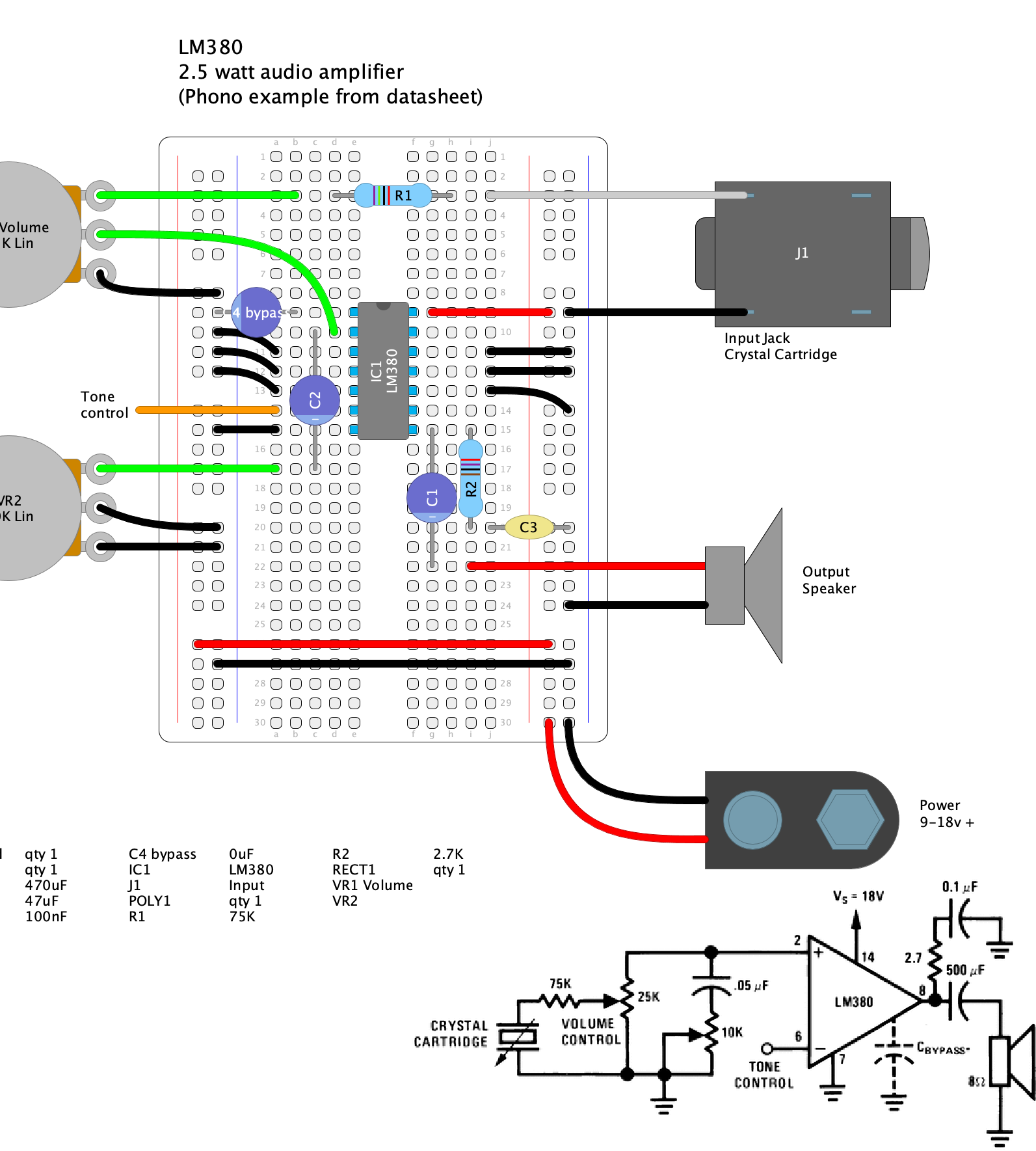LM380 V1 Breadboard Amplifier 2.5 Watt