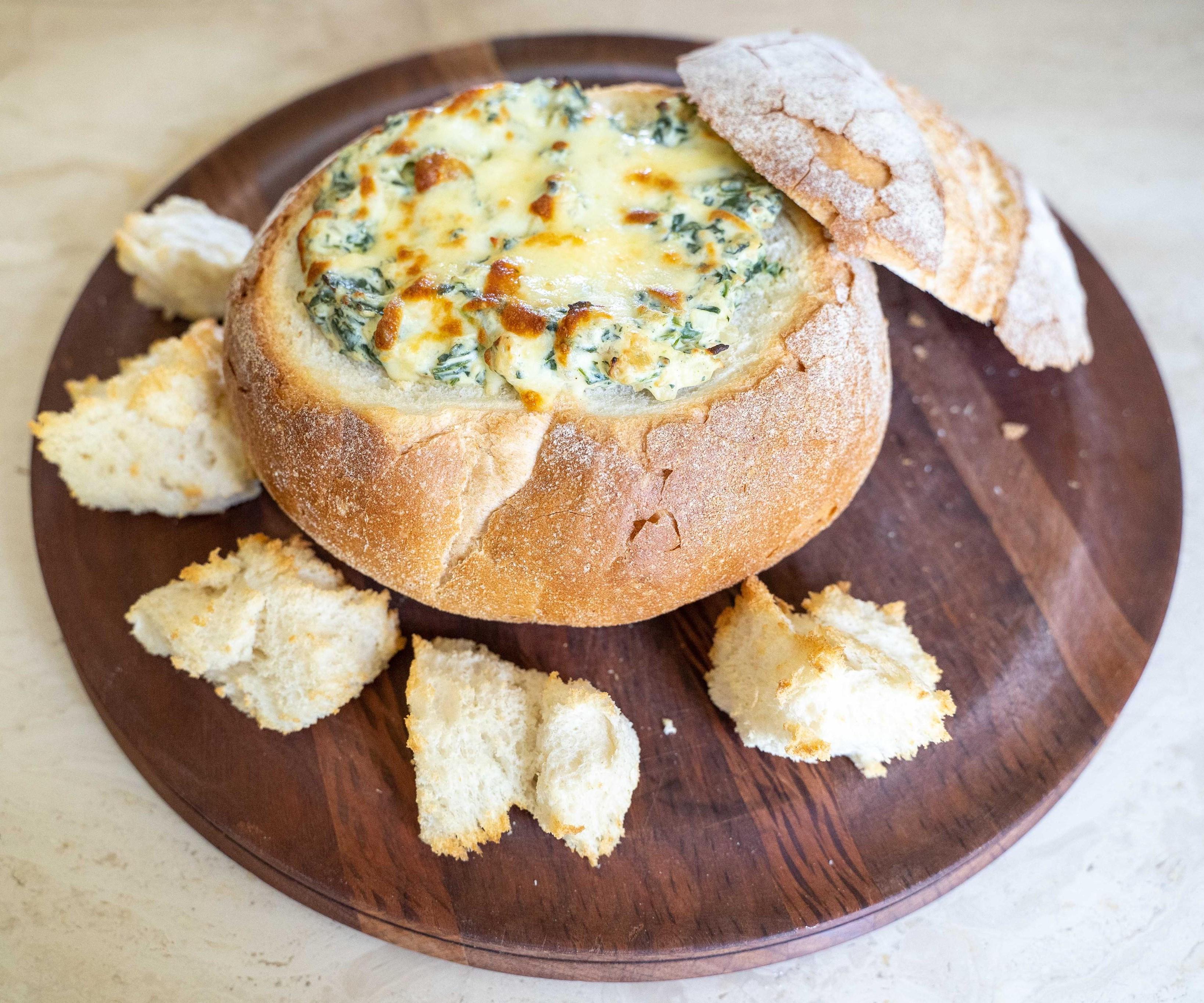 Warm Spinach Dip Cobb Loaf