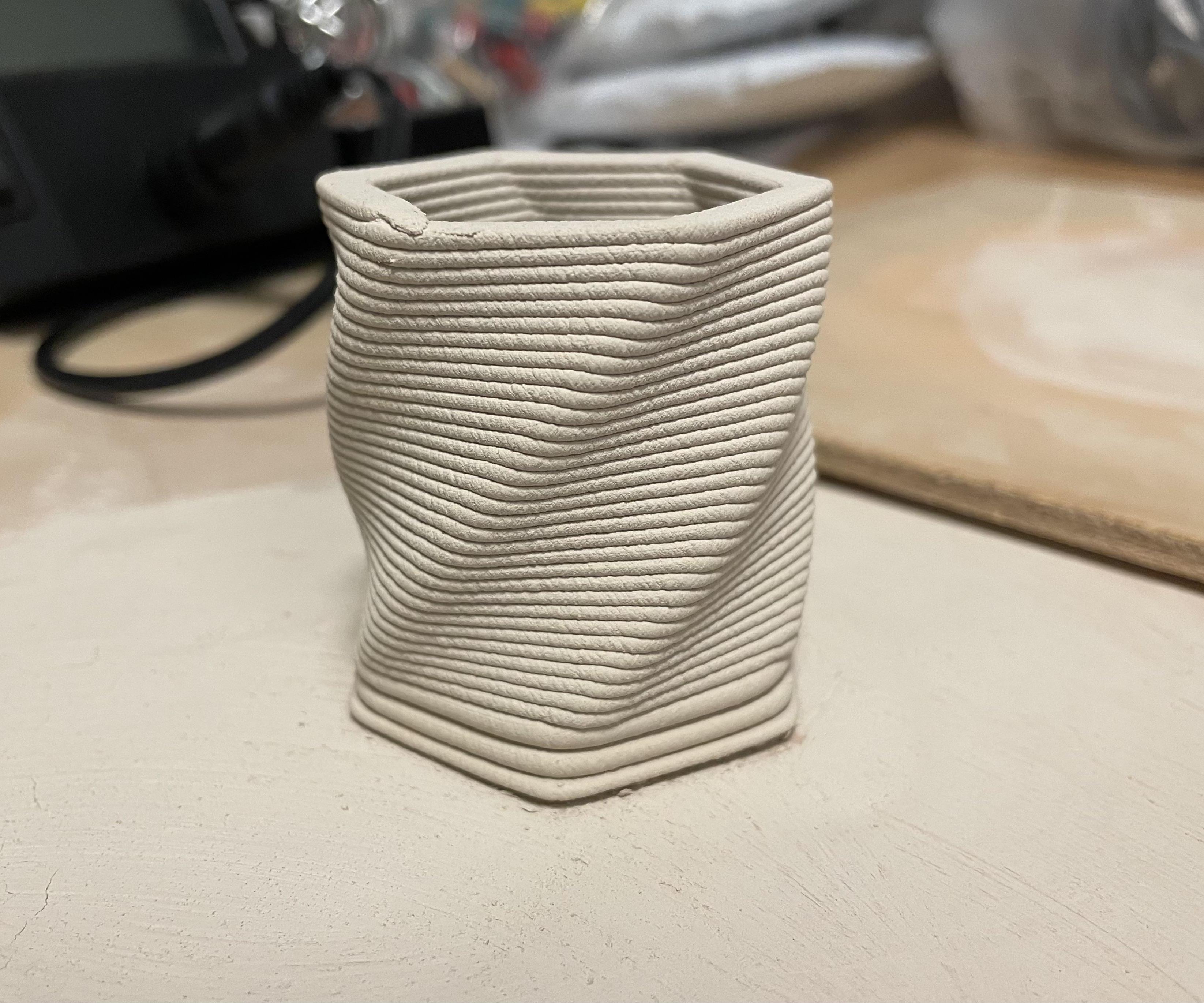 3D Printed Hexagonal Clay Cup