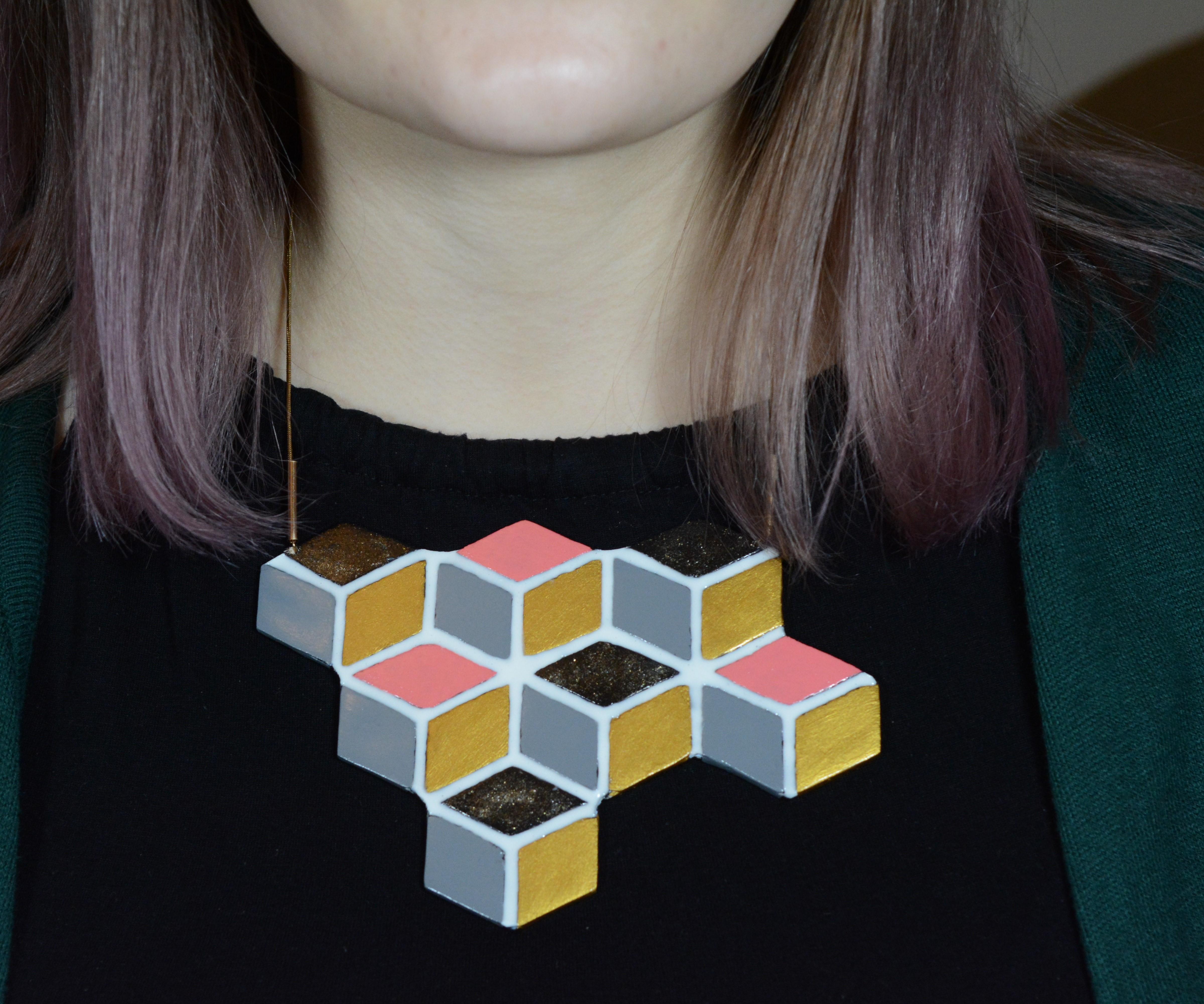 Plywood Cube Necklace 