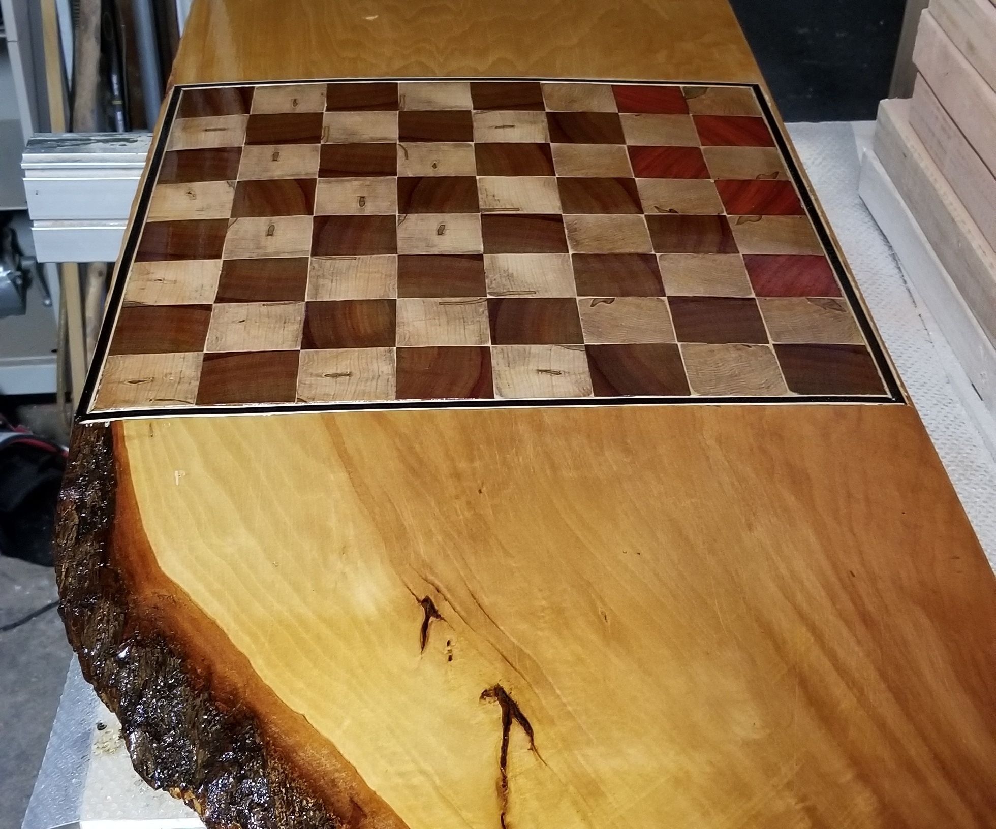 Live Edge Chessboard 