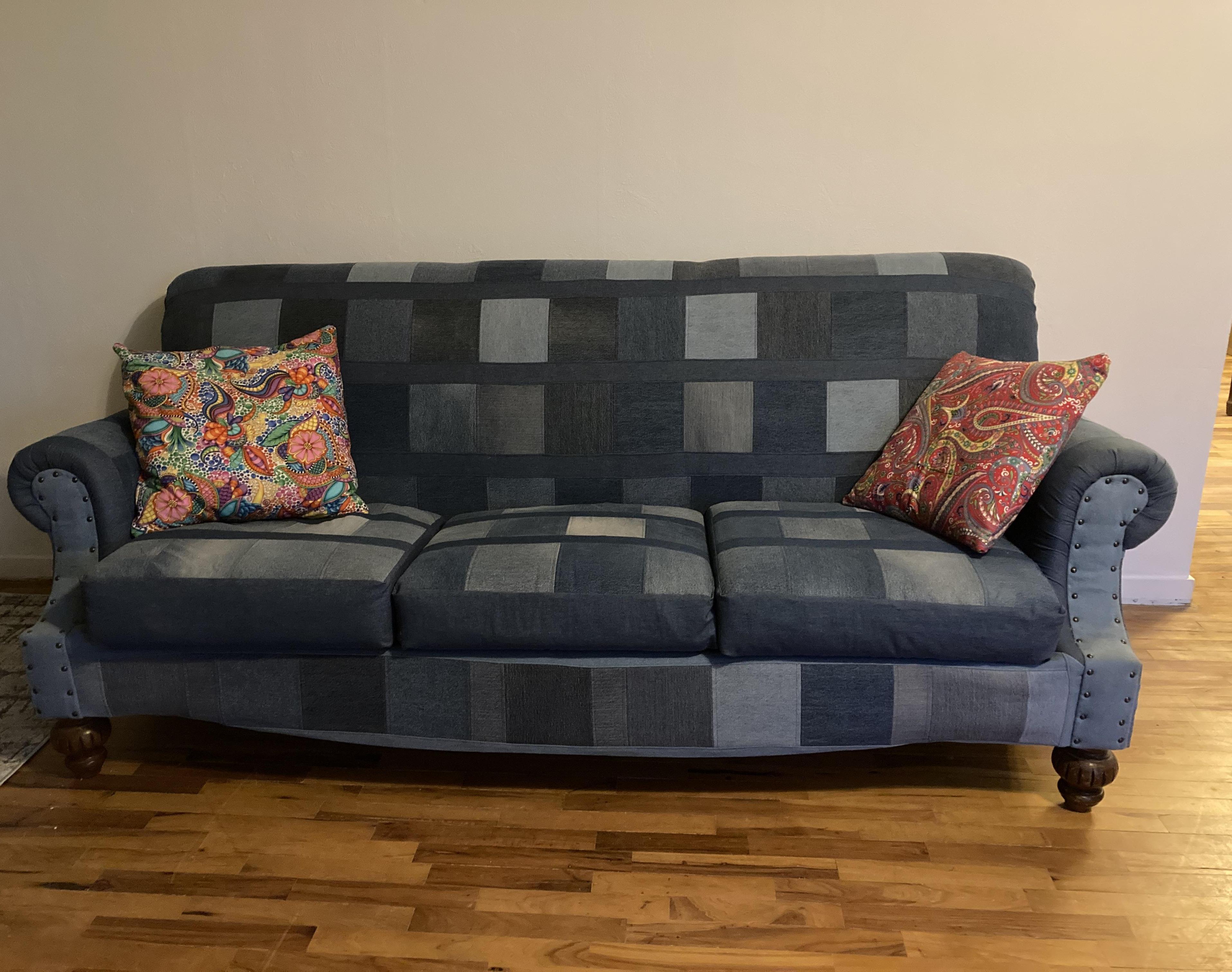 Reupholster a Couch With Old Jeans