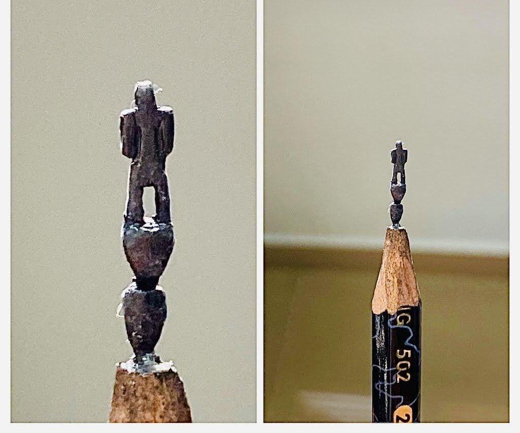 Carving a Human Figure on a Pencil