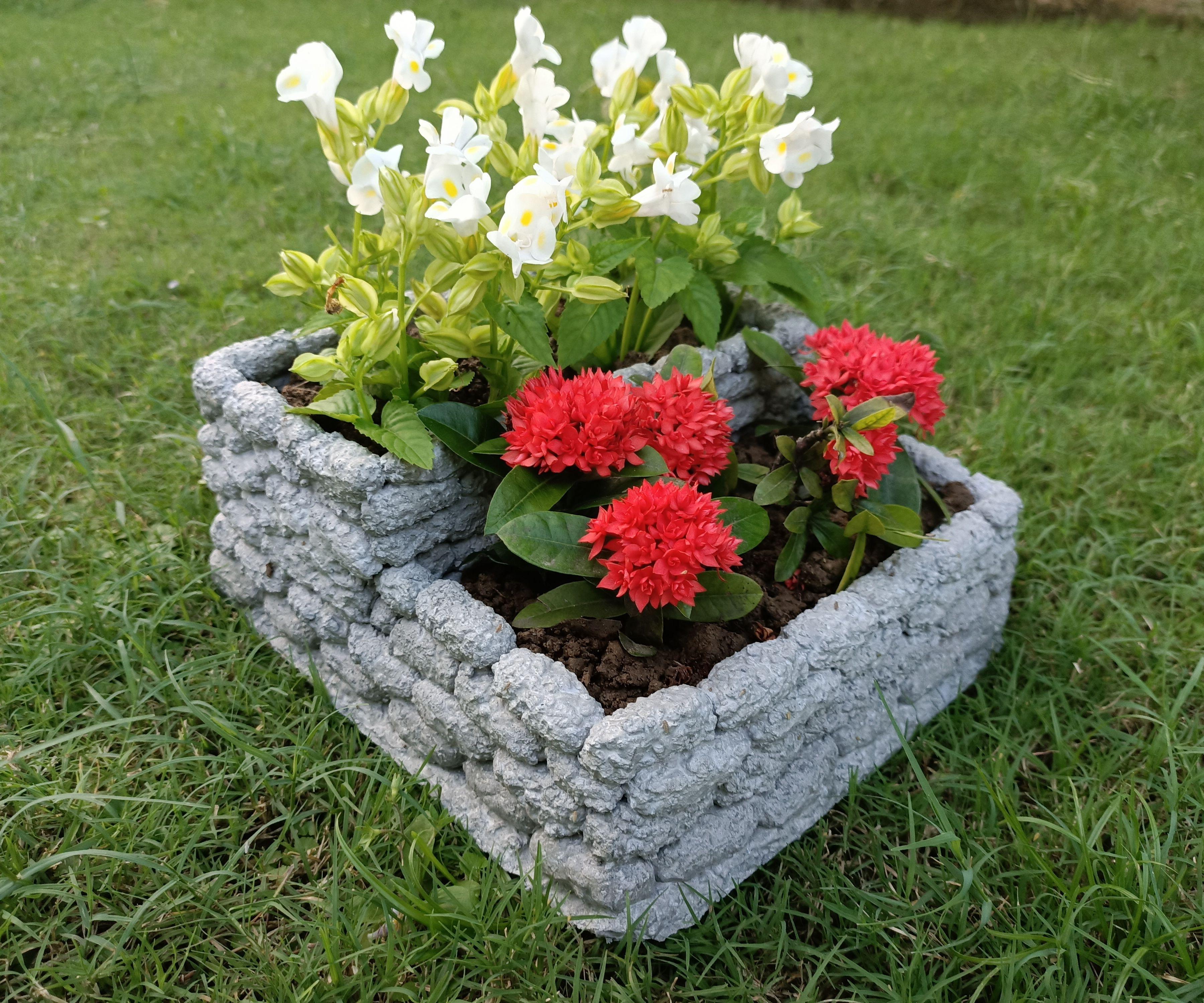 DIY Textured Cement-Styrofoam Planter
