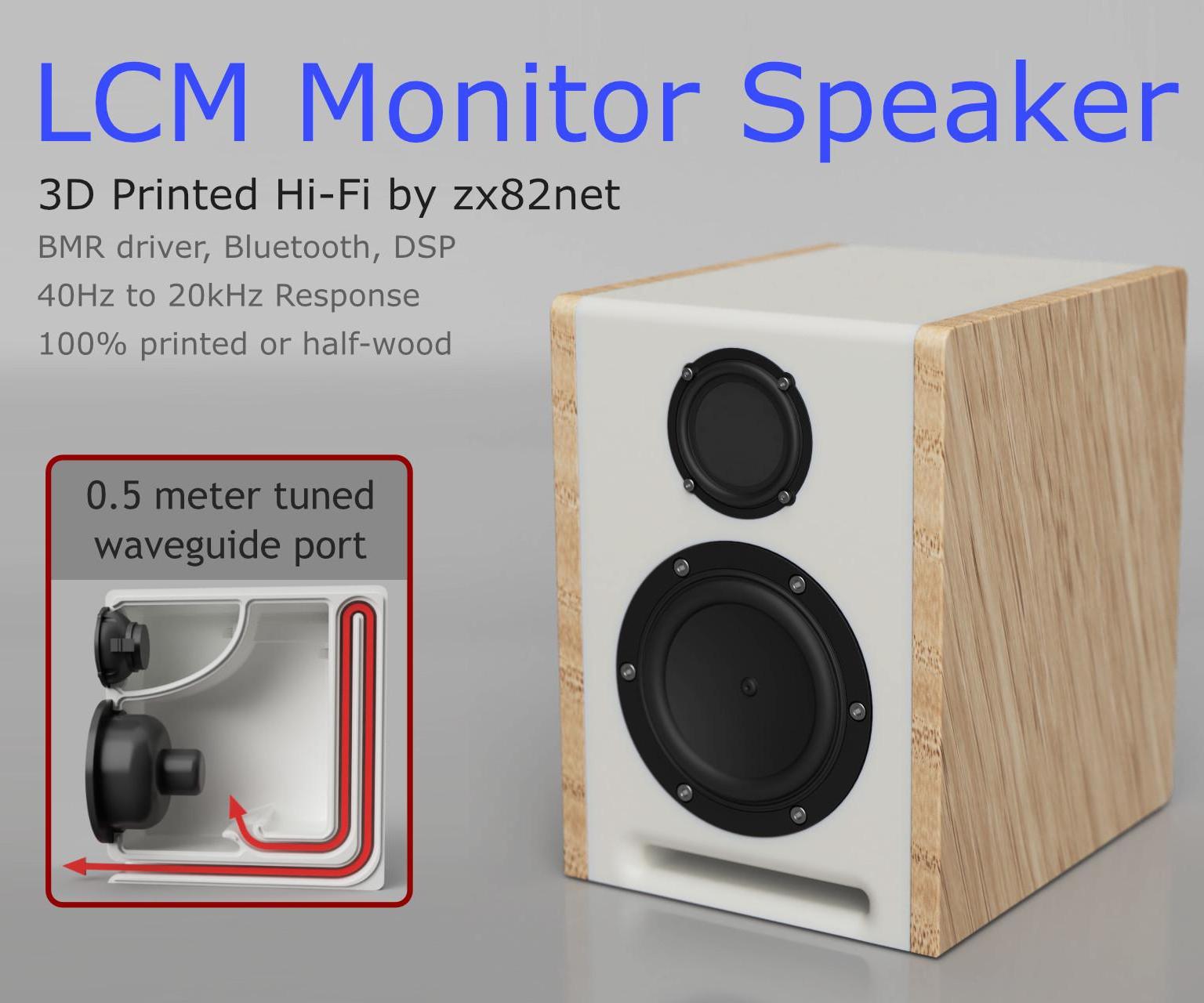 LCM Waveguide Speaker - 3D Printed Near-field Studio Monitor With DSP and Bluetooth