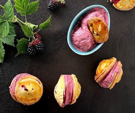 Blackberry Hand Pie Ice Cream Sandwiches