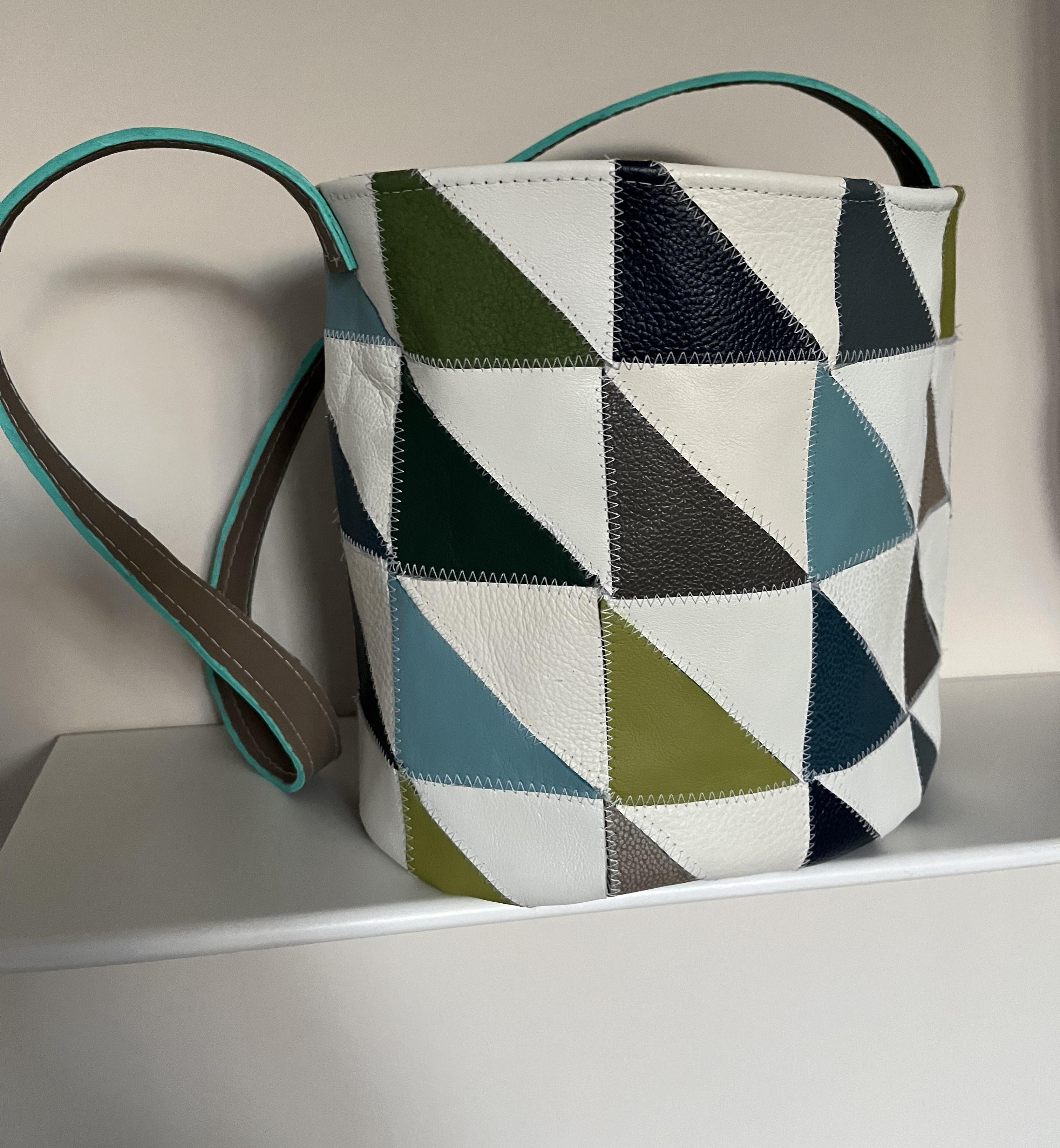 Scrappy Patchwork Leather Bucket Bag