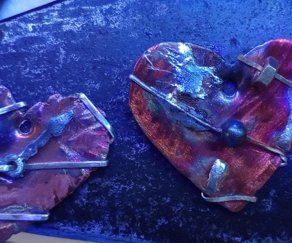 Silver Wrapped Copper Heart Necklace