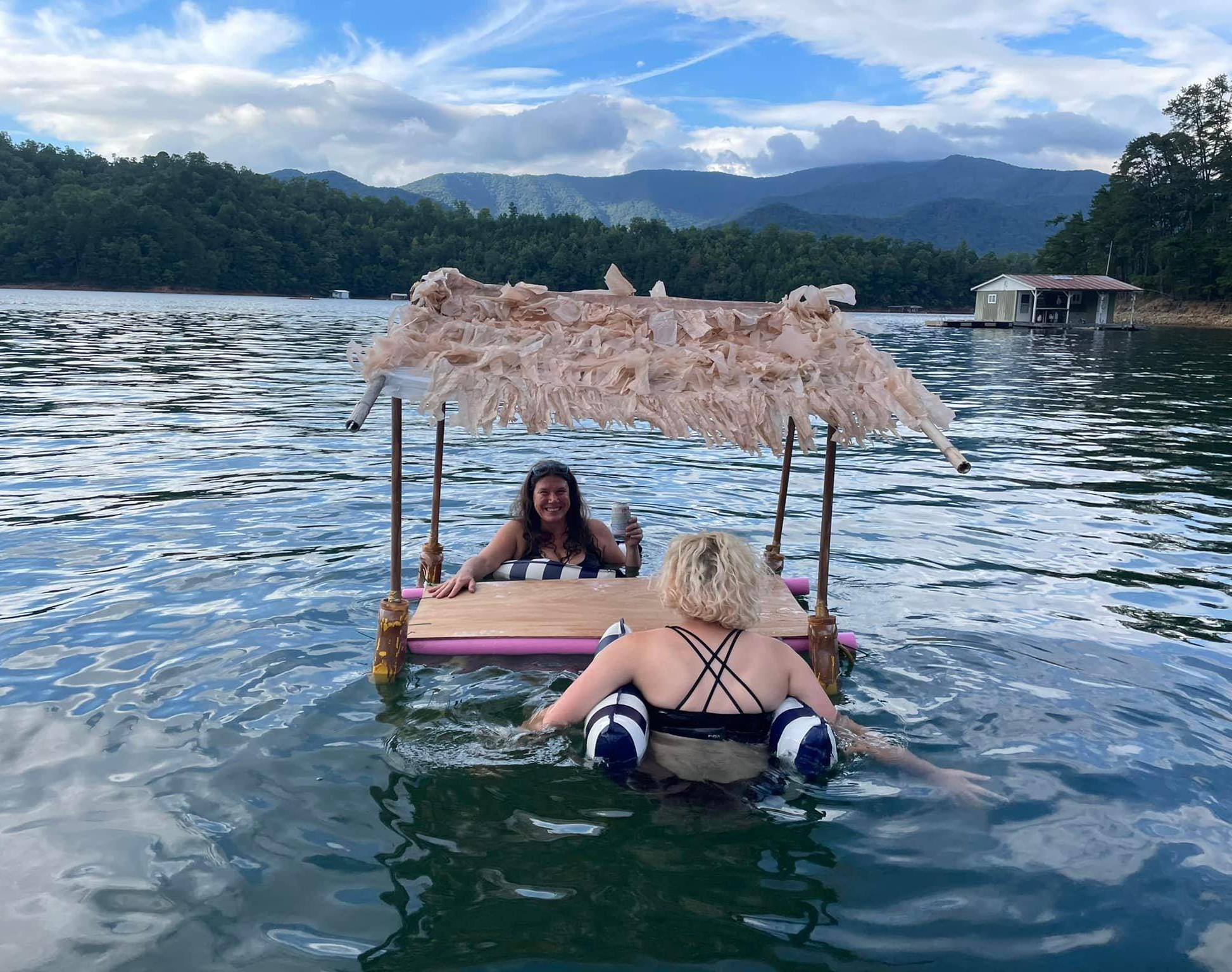 Floating Tiki Bar From Recycled Materials