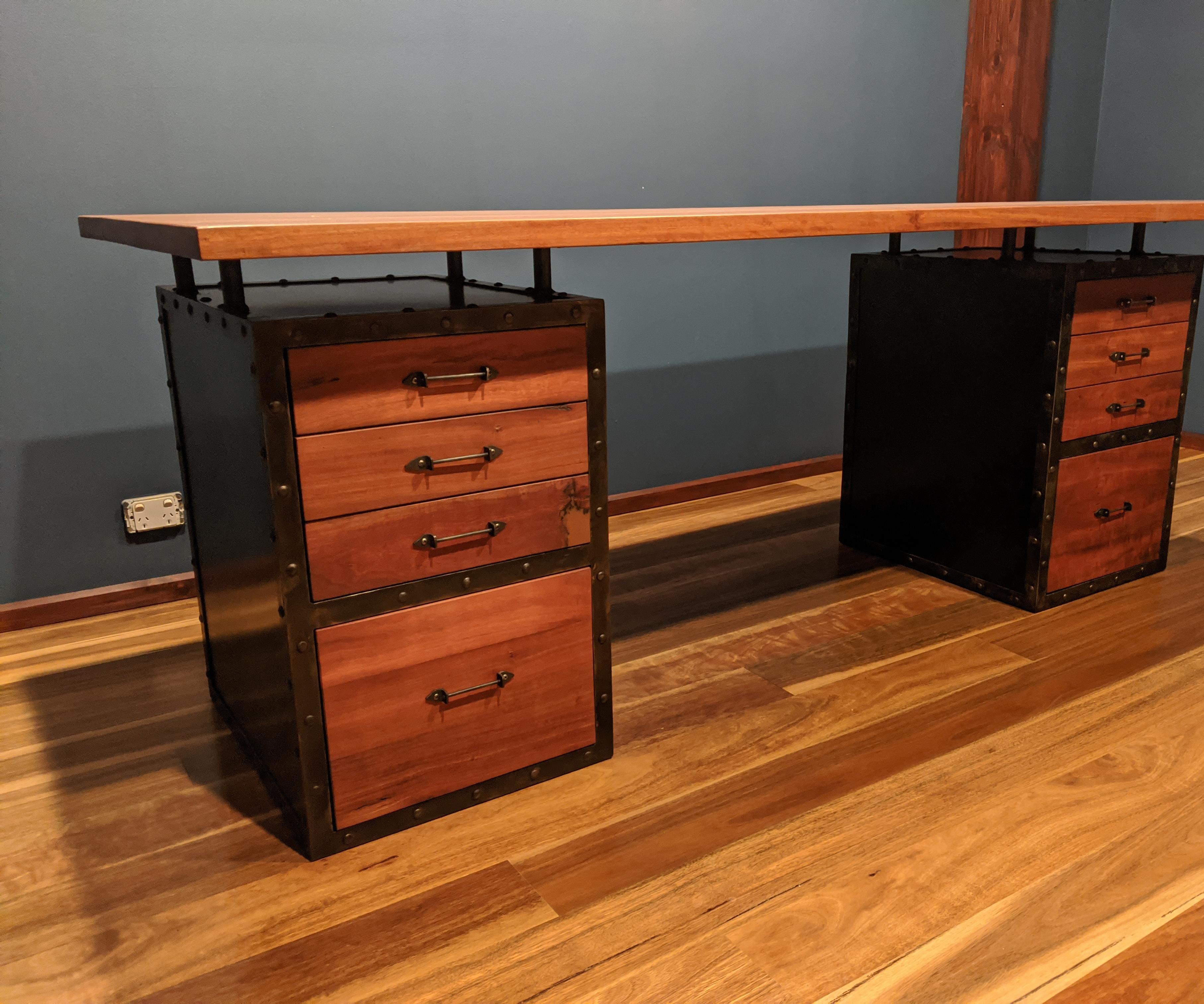 Industrial-style Metal and Timber Study Desk